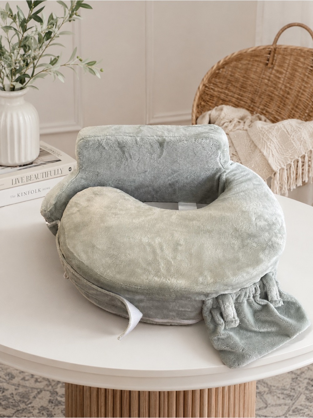 nursing pillow in sage green